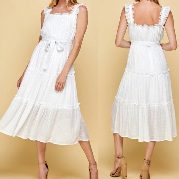 undefined Dresses & Skirts - white Tiered Midi Dress